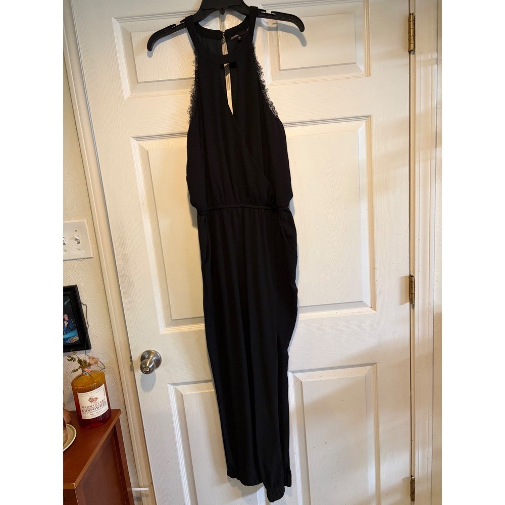 Love Culture romantic chic bohoglam Jumpsuit Eyelash Lace Trim Keyhole Neck L